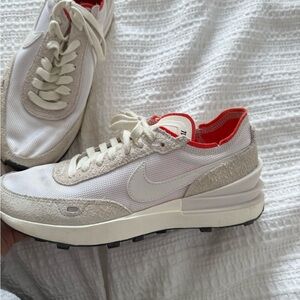 Nike Women's Cream and Red Sneakers